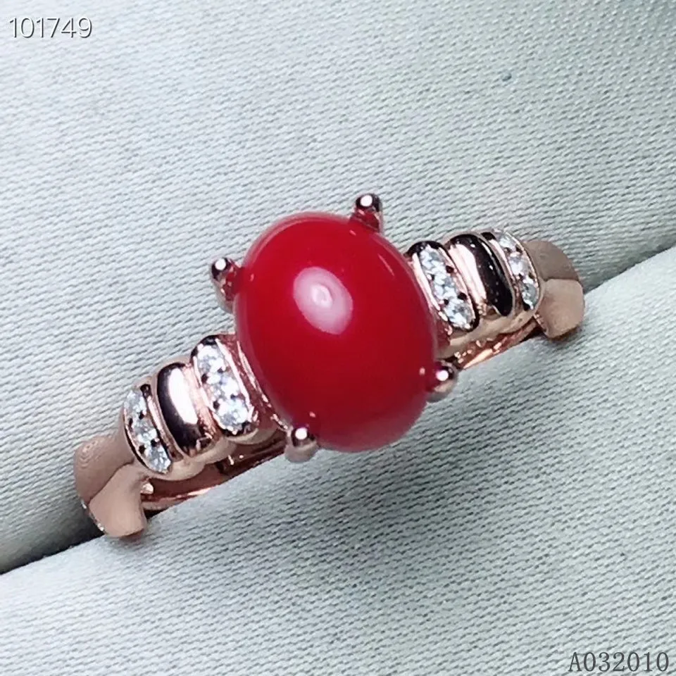 KJJEAXCMY fine jewelry 925 sterling silver inlaid natural red coral new ring popular girl's ring support test