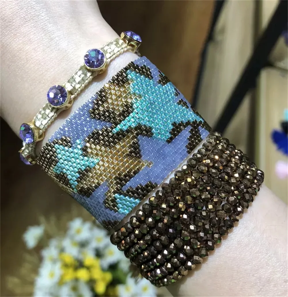 ZHONGVI Wholesale miyuki star colorful bracelet shiny crystal rhinestone crystal bracelets Women Pulseras Mujer Moda Jewelry