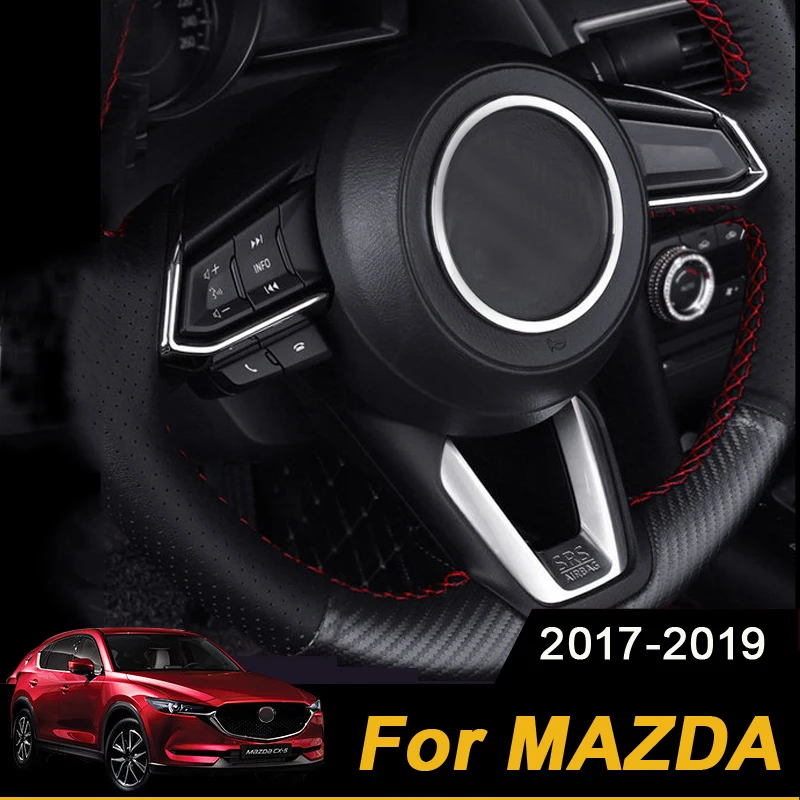 For Mazda 2 3 6 Demio CX3 CX-3 CX-5 CX5 CX7 CX9 Axela ATENZA 2017 2018 2019 Car Steering Wheel Trim Circle Sequins Cover Sticker