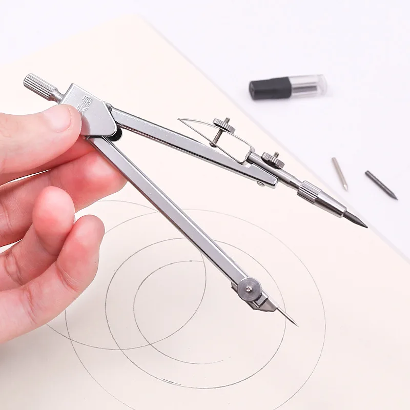 Stainless Steel Drawing Compass Math Geometry Tools for Circles School Supplies for Student Stationery