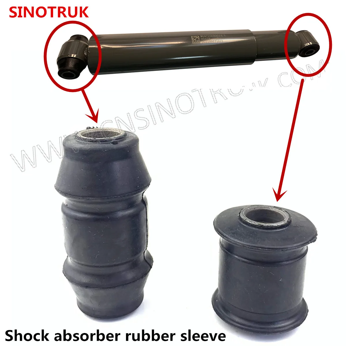 Shock absorber rubber sleeve for Sinotruk Howo front axle shock absorber WG9725680014 rubber cushion bushing truck parts