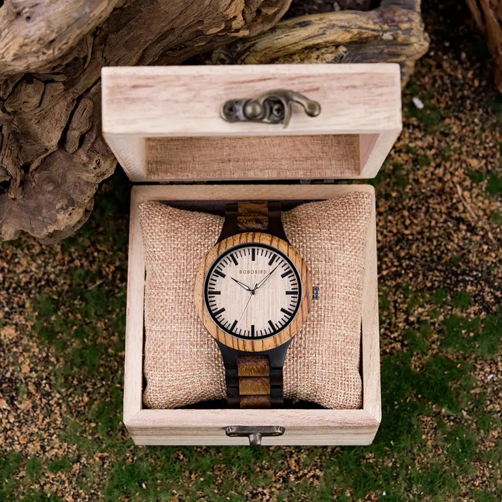 BOBO BIRD Couple Watch Zabra Wooden Quartz Watches for Men Women Fashion Luxury Christmas Gift Logo Customized Drop shipping