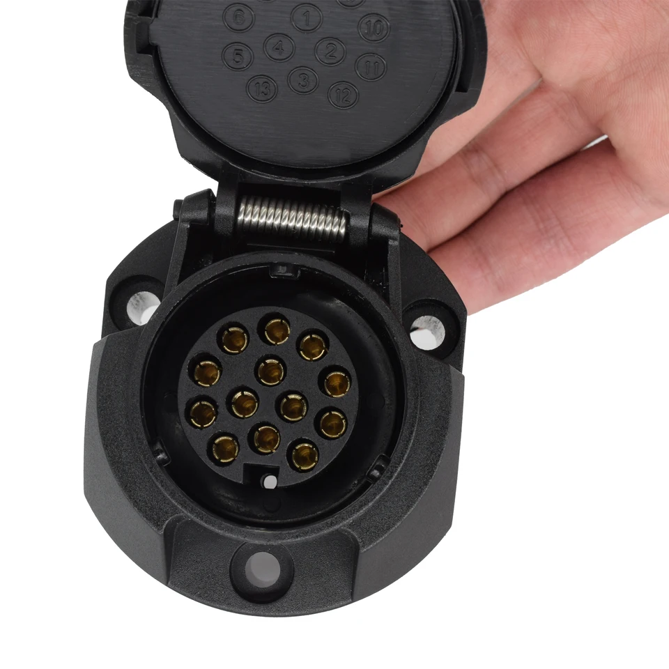 Qiilu Adaptateur Prise 13 Broches 12V Pour Remorque & Caravane – Connecteur Coulé Plastique & Laiton, Type N Européen