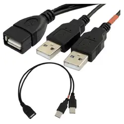 USB2.0 Data line Y type line USB One Point Two lines USB2.0 AF/2*AM USB One Female Split Male Two lines