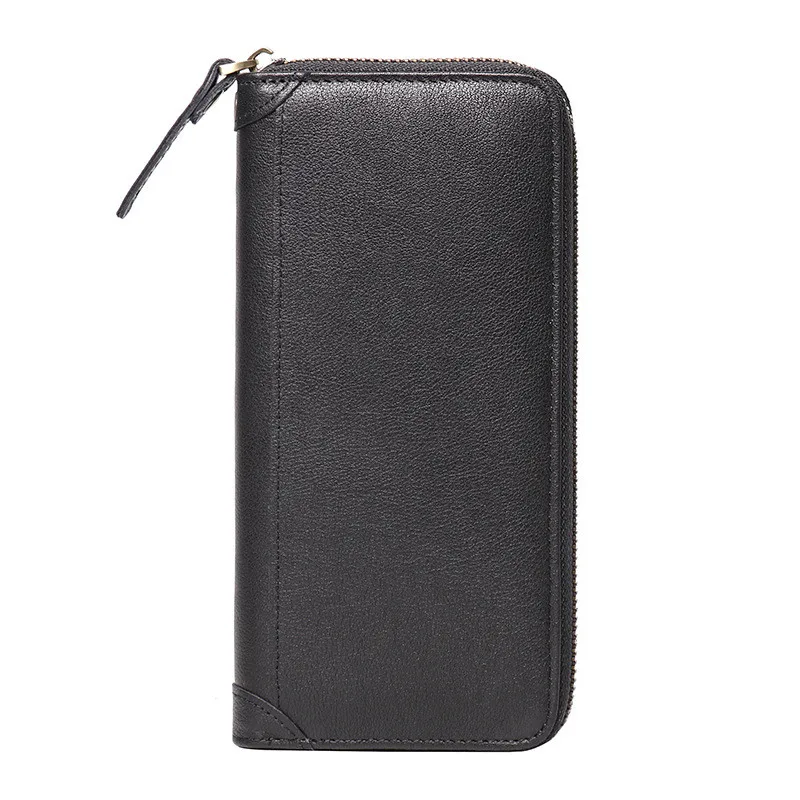 Men\'s Genuine Leather Wallet Clutch Oil Leather Man Cash Wallet Cards Case Cow Leather Simple Design Cellphone Pocket Purse