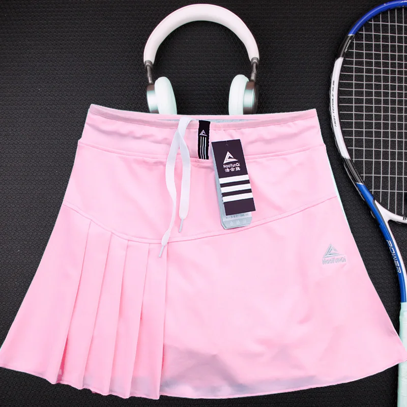 Woman Tennis Skorts , Girls Tennis Skirts with Safety shorts , Quick Dry Female Badminton Skirt Pocket , Women Sport Skirt Short