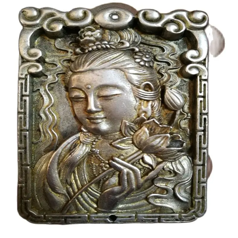 6*7cm/Old Tibetan Silver Bodhisattva Statue Pendants Transhipped  Amulet