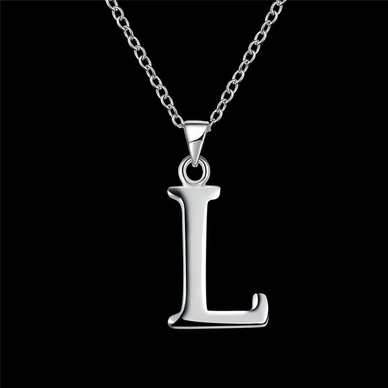 Fashion Jewelry 18 inches Stainless Steel Link Chain Letter L Pendants Necklaces Fine Women Wedding Party Gift