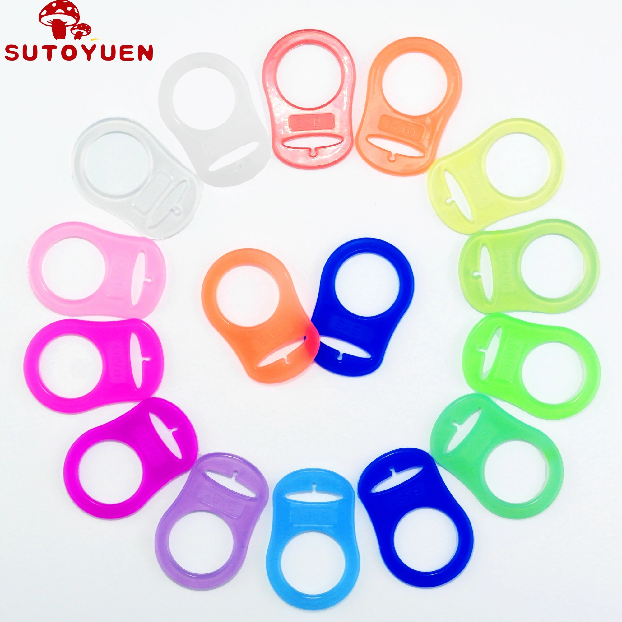 100pcs Clear Food Grade BPA Free Silicone Baby Pacifier Adapter Ring Dummy Chain Holder Pacifier Clip for Nuk Mam Avent Nipple