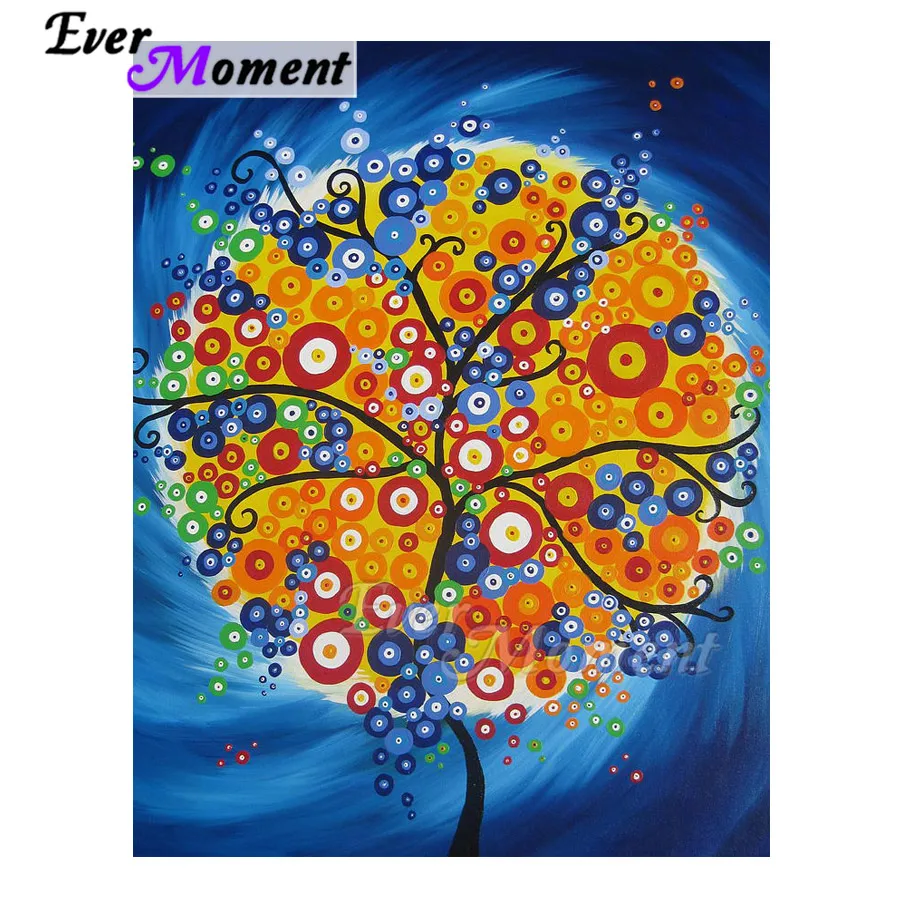 

Ever Moment Diamond Painting Picture Of Rhinestone Tree Circle Leaves Full Square Drill Decoration Diamond Embroidery ASF1862