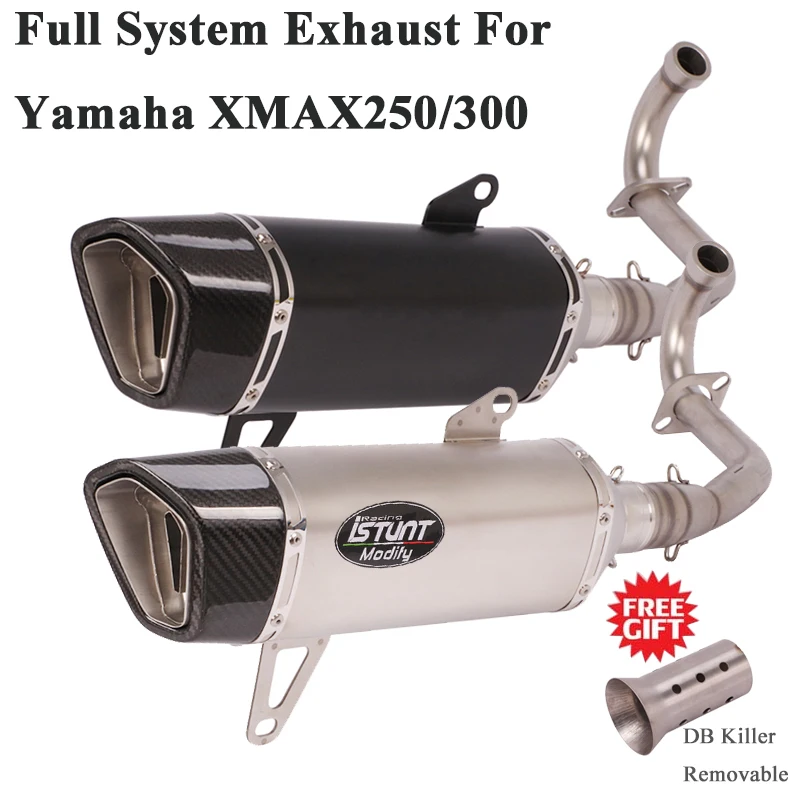 

For Yamaha XMAX250 XMAX300 XMAX 250 300 Motorcycle Full System Exhaust Escape Modified Front Link Pipe Carbon Muffler DB Killer