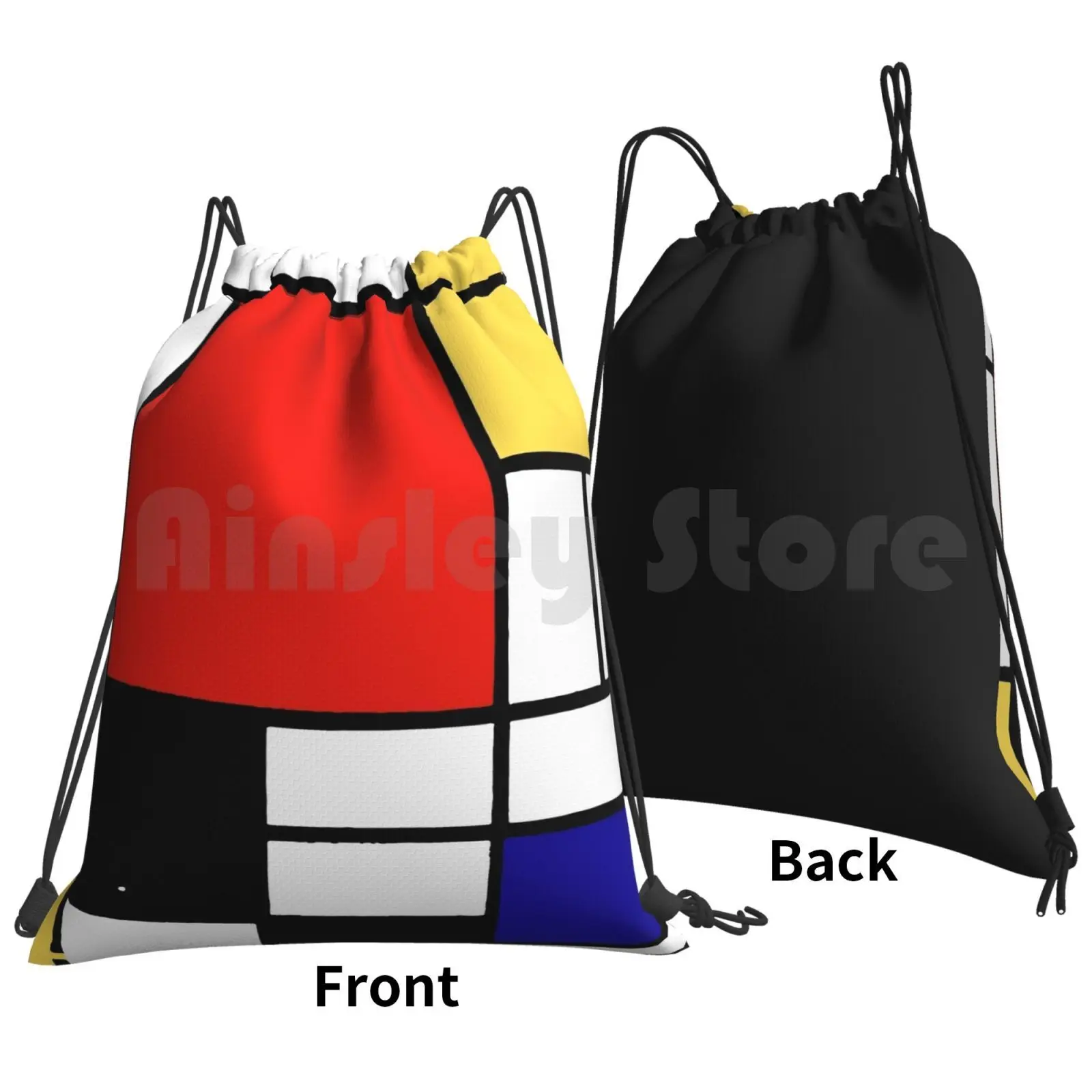 Mondrian Backpack Drawstring Bags Gym Bag Waterproof Mondrian Geometric Primary Colours Artistic Minimalist Colorful