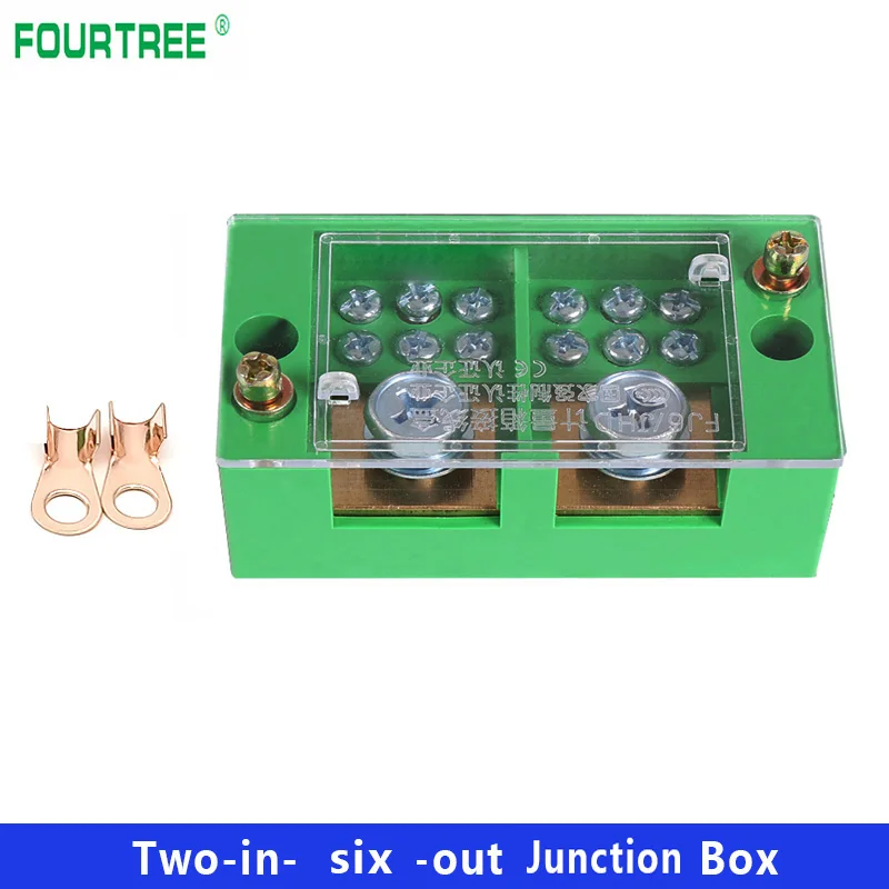 2 In 6 Out High Power Junction Box Quick Connect 220V Single Phase Household Zero-fire Shunt Terminal Block Box Metering Case