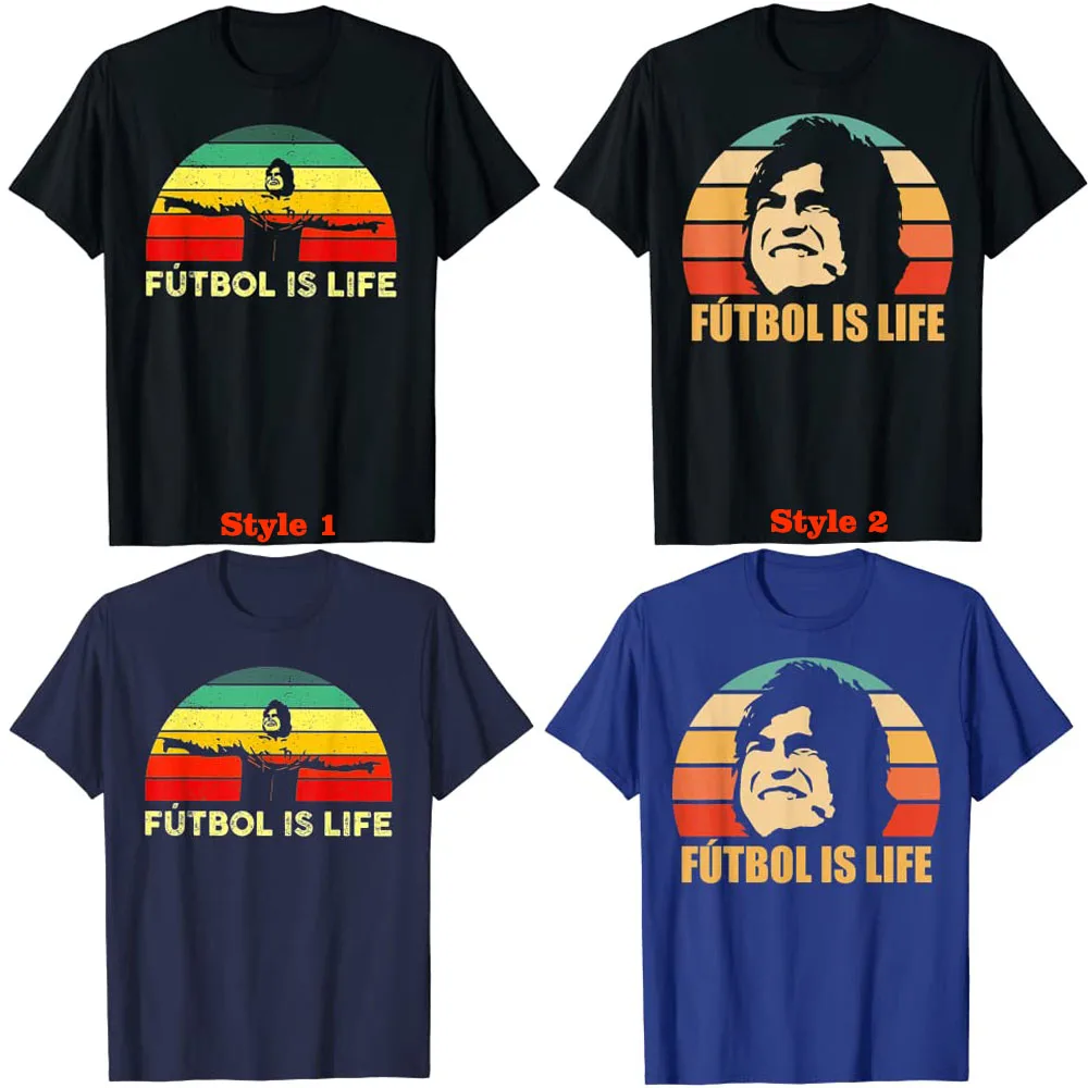 Futbol Is Life Retro Vintage T-Shirt Men's Fashion Football Sports Tee Tops Graphic T Shirts