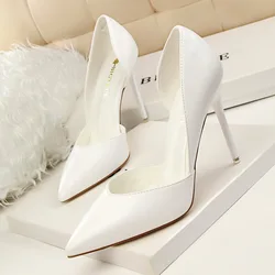 BIGTREE Shoes White Women Pumps Pu Leather High Heels Stiletto Wedding Shoes Pointed Toe Classic Pumps Ladies Women Basic Pumps