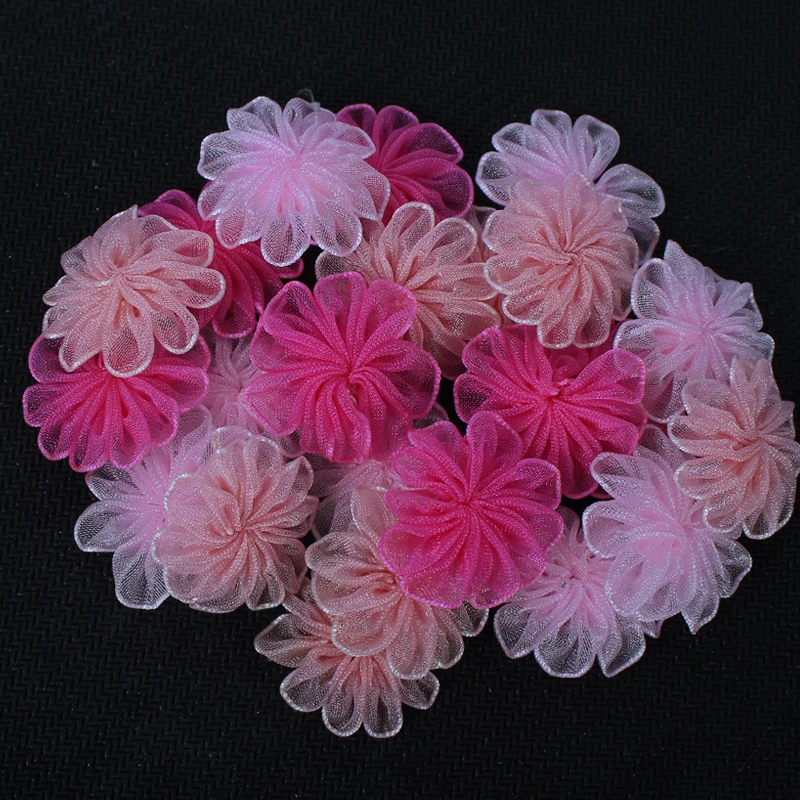 Lucia crafts 24pcs 22mm Organza Bowknot Girls Flower Rosette Bow Headwear Material DIY Garment Sewing Accessories B0905