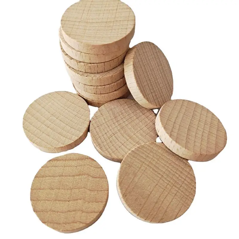 10pcs 10MM Round Unfinished Wood Cutout Circles Chips for Arts & Crafts Projects, Board Game Pieces, Ornaments