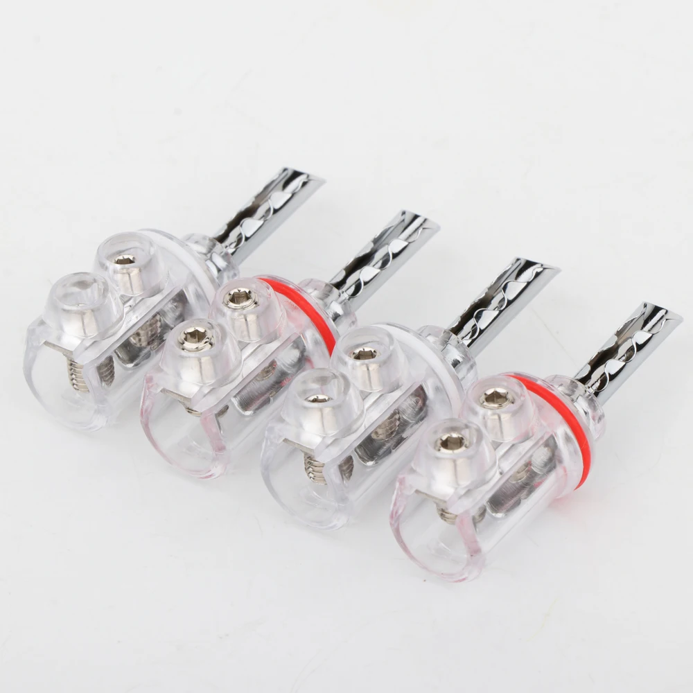 4 Stück Hochwertige 4mm Rhodium-Beschichtete BFA-Bananenstecker mit Transparenter Abdeckung für Lautsprecherkabel – Detail 6
