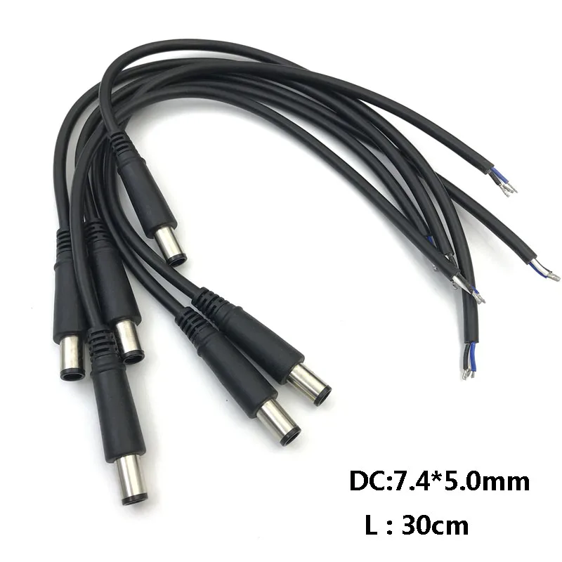 1pcs Black DC Cord Tip 7.4mm x 5.0mm Plug Connector Cable Cord For DELL HP Laptop Tablet PC Replacement 30cm/1feet