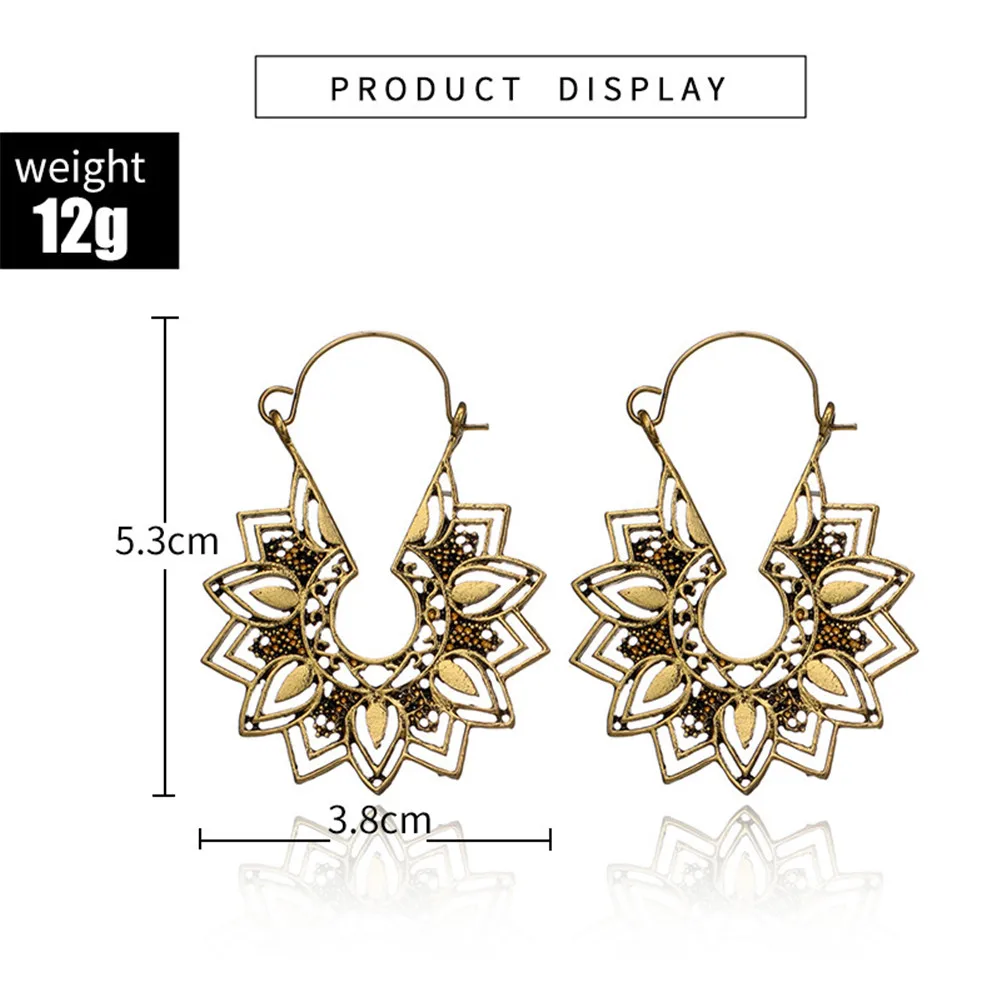 Bohemian Flower Earrings Dangle Drop Vintage Tribal Hollow Lotus Mandala Flower Floral Basket Earrings Ear for Women Jewelry