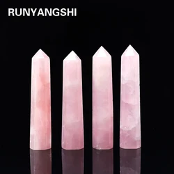 Runyangshi 1pc rosa Naturale punto di cristallo di quarzo Rosa colonna di cristallo lucidato A Mano esagono per Arredamento Per La Casa decorazione