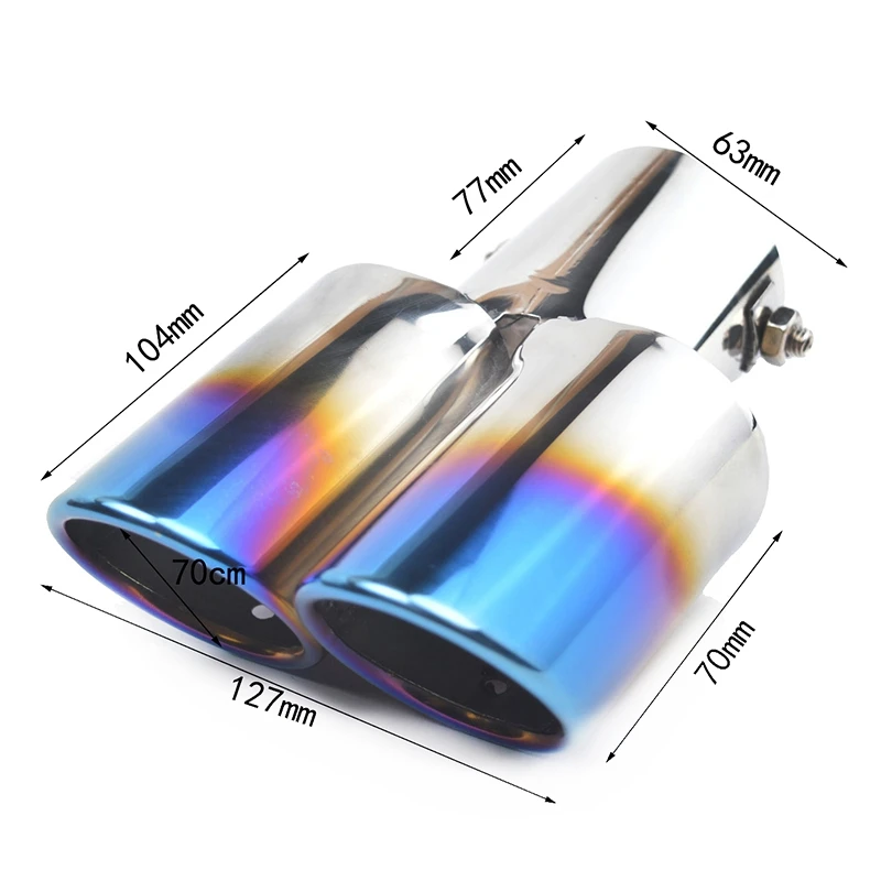 Universal Single/Dual Outlet Escape Car Exhaust Tip Pipe Auto Muffler Tail  Stainless Steel Decorations Chrome Car Tuning 63mm