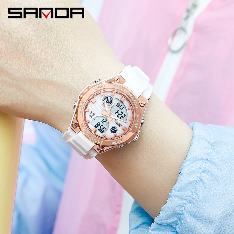 Luxury Women\'s wristwatch Quartz Waterproof Auto Date Watches Ladies Pink LED Digital Chronograph Sports Watch 2023 For Female