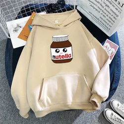 Inverno nutella pequeno rosto hoodie impressão com capuz das mulheres dos homens unisex moletom básico moda dos desenhos animados impressão hoodies streetwear