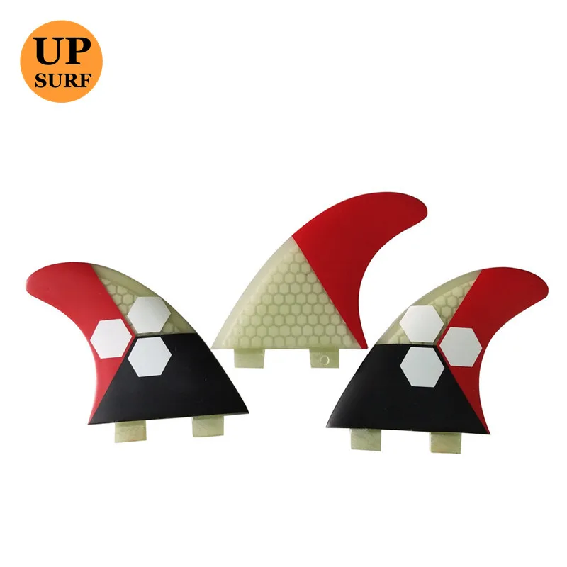 Double Tabs Surfboard Fins Red black-Color Surfing Fins Honeycomb Double Tabs-L Fin Quilhas