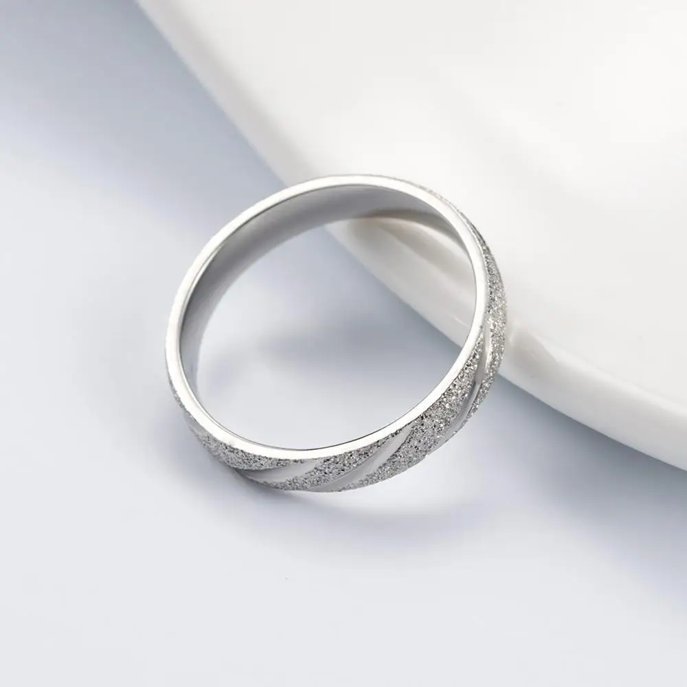 KNOCK Vintage 4mm Frosted Stainless Steel Ring  black /Rose Gold Engagement Wedding Rings Jewelry For Women