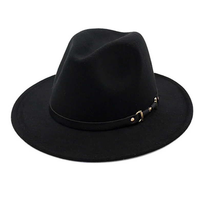 With Wide Brim cap Gentleman Elegant Lady Winter Autumn Jazz Caps Women Men Wool Vintage hats Gangster Trilby Felt Fedora Hat