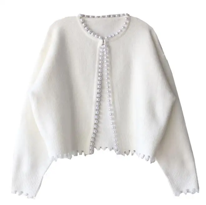 Pearls Cardigan Wool Knit Vintage Women\'s Coat outer wear autumn and winter