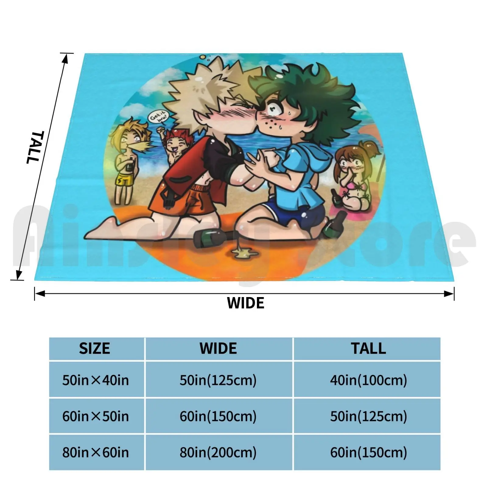 Bakugou And Deku Sharing A Drunken Kiss On The Beach Mha Blanket Fashion Custom Mha Bnha Bakugou Deku Katsuki