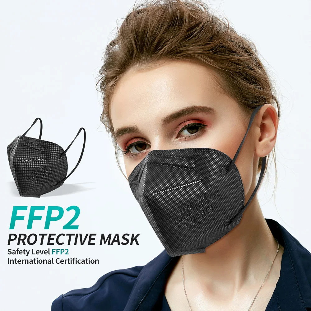 10-200pcs ffp2mask Black kn95 mascarillas negra Adults 5 Layers fpp2 approved kn95 CE Respirator Face Mask ffp2reutilizable ffp3