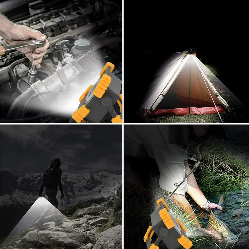 LED Flood Light 10W Worklight Projector Reflector LED COB Work Light Spotlight Outdoor Camping Emergency Light+18650+USB Cable