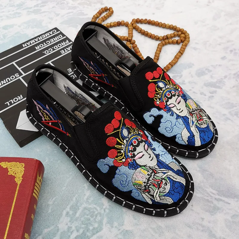 Cute Dog Embroidered Slip on Flats Shoes Womens Breathable Casual Women's Loafers Shoes Flower Chinese Shoes White Mujer Pisos image 4