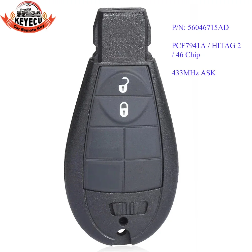 KEYECU 2/3/5 botones 433MHz ID46 Chip remoto Fobik llave de coche para Chrysler Grand Voyager 300C 2009 2010 2011 2012 2013 56046715 AD AD.