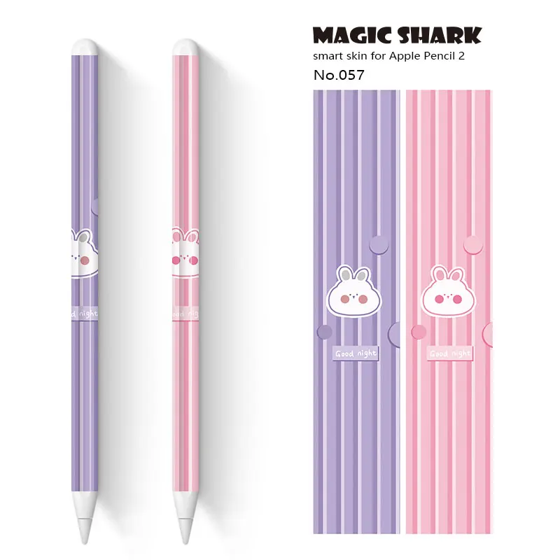 Magic Shark  Cute Cartoon Rabbit Bear Ultra Thin 3M PVC Film Case Skin Tape Sticker for Apple Pencil 2 Stylus