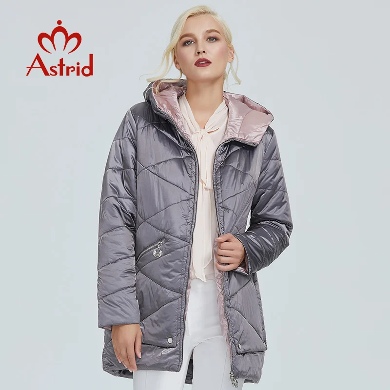 2022 Astrid winter jacke frauen Kontrast farbe Wasserdichte stoff mit kappe design dicke baumwolle kleidung warme frauen parka BIN-2090