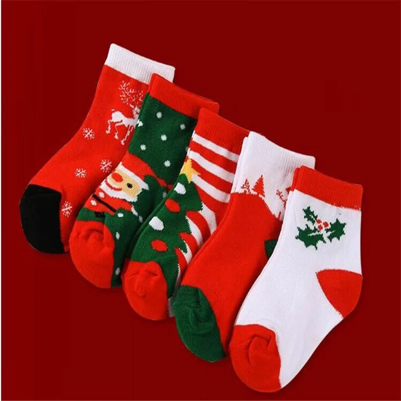 1 Pair Lytwtw's Cotton Winter Baby Girl Clothes Boys Kids Socks Children Terry Snowflake Elk Santa Claus Christmas Gift Sock