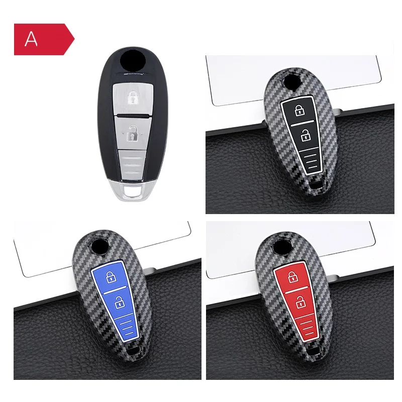 Carbon Fiber ABS  Car Remote Key Case Cover For Suzuki Vitara Swift Ignis Kizashi SX4 Baleno Ertiga Samurai S-Cross Accessories