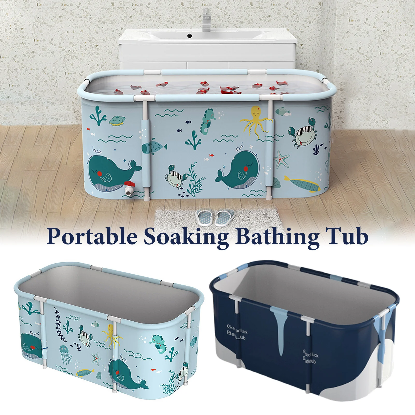 Folding Bathtub Large Adult Tub Portable Bathtub Folding Bath Bucket Thicken Shower Barrel Baby Swimming Pool Bathroom SPA Tub