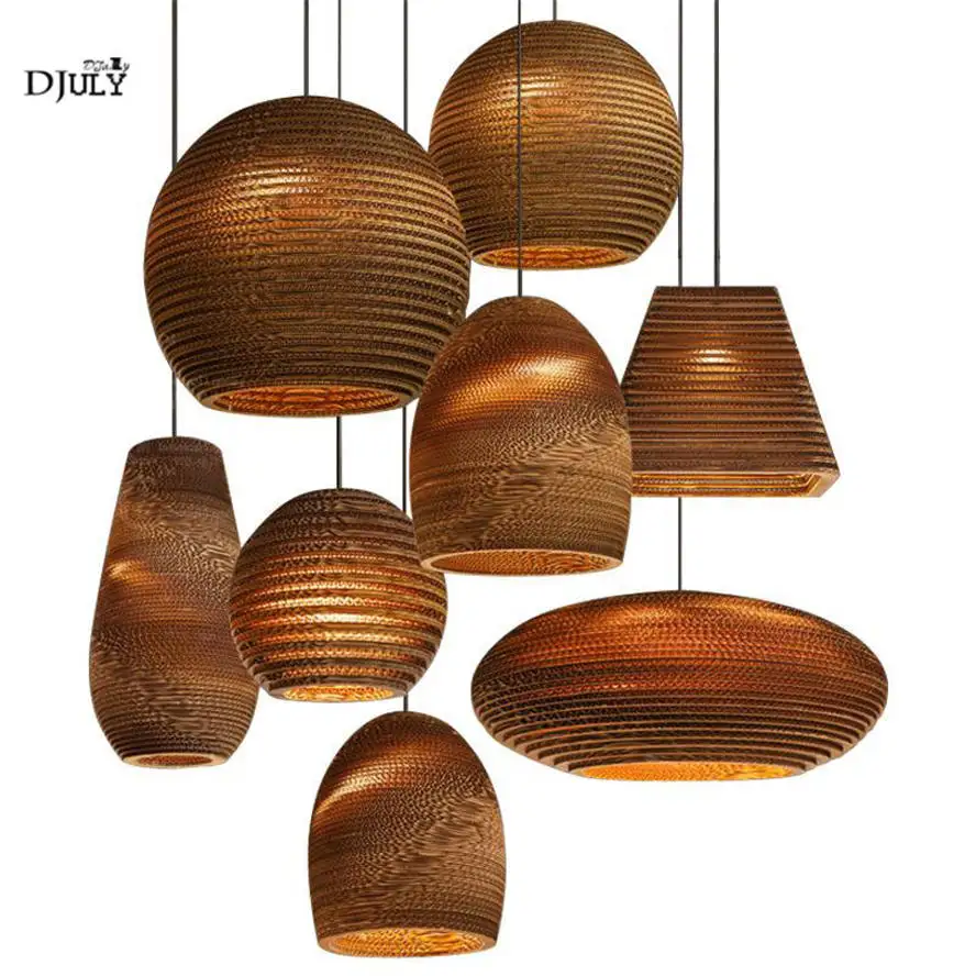 

Mediterranean honeycomb corrugated paper pendant lights for dining room coffee store country loft decor hanging lamp led fixture