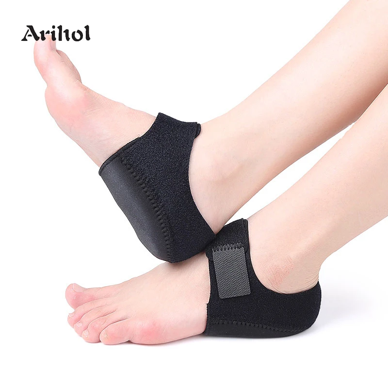 2 pieces protetor de almofada de calcanhar ajustável fasciite plantar calcanhar almofada inserções almofada respirável calcanhar suporte para saltos rachados