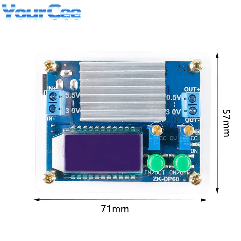 ZK-DP60 DC DC Automatic Boost Buck Converter Board 60W 6A Adjustable Step Up Down Power Module Solar Charging Display Shell