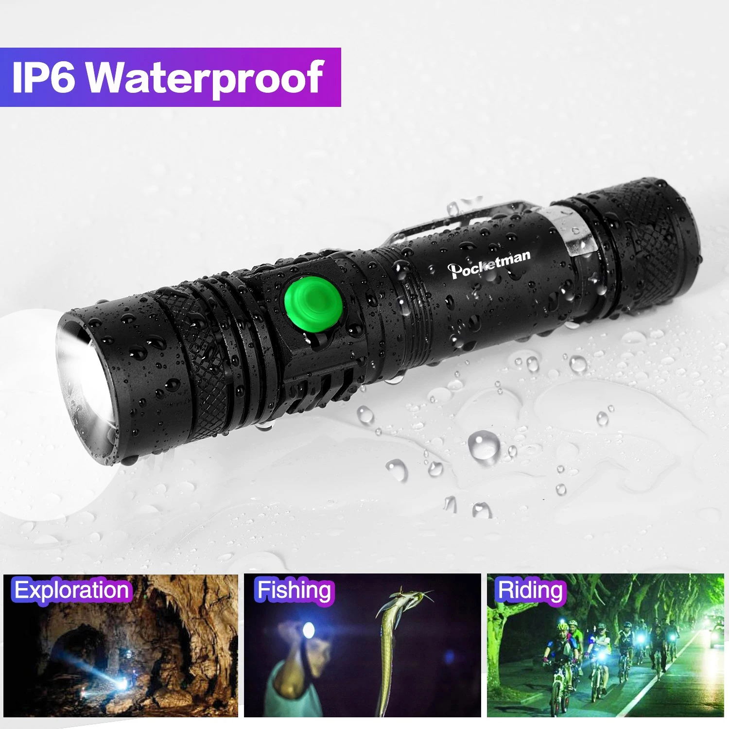 Powerful LED Flashlight Aluminum Alloy Portable Torch USB ReChargeable Outdoor Camping Flash Light