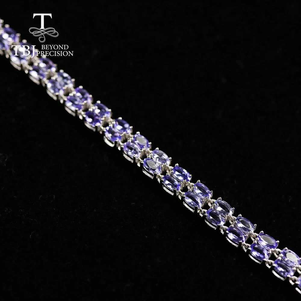 10ct up 100% Natural Blue Tanzanite Bracelet oval 3*5mm 40 pieces  precious gemstone fine jewelry for women 925 sterling silver