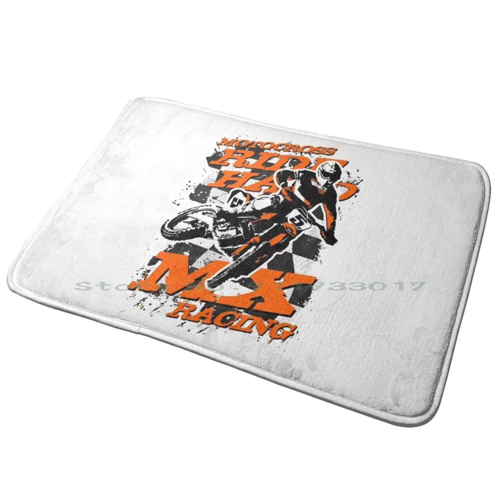 Motocross-Supercross Entrance Door Mat Bath Mat Rug Turtle Tribal Color Tahiti Sea Blue Ocean Red Anti-Slip Bedroom Kitchen