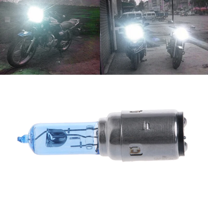 Motorcycle DC 12V 35W BA20D Headlight Halogen Bulb Xenon White Light 