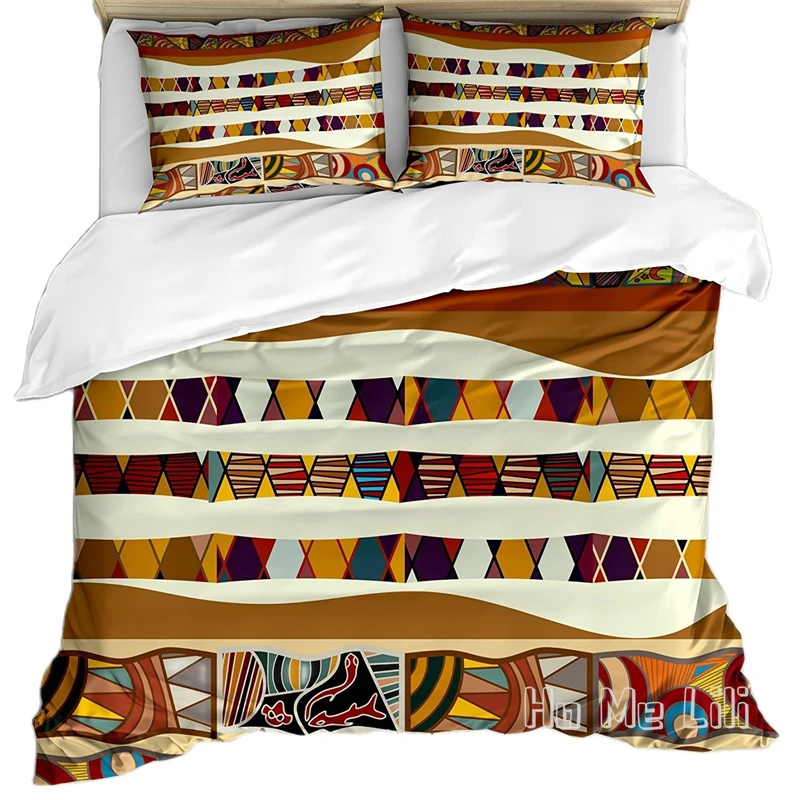 

Tribal Duvet Cover Set Traditional Folk With Cultural Featured Trippy Boho Abstract Design Decorative Bedding